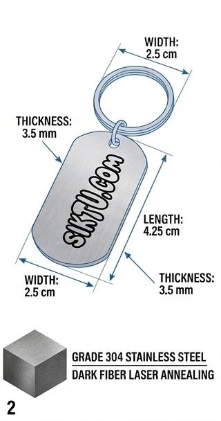 Siktu-QR Metal Keychain - dimensions