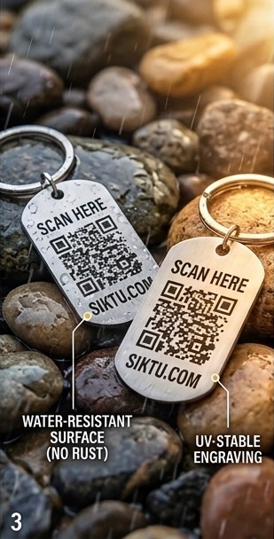 Siktu-QR Metal Keychain - water-resistant, UV-stable