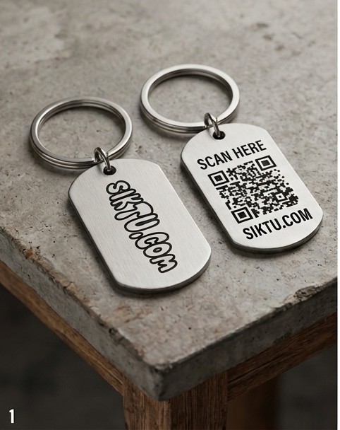Siktu-QR Metal Keychain - front and back